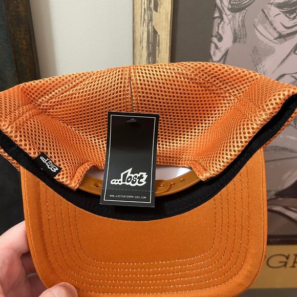 ...Lost Lost Enterprises Essential Orange Trucker Baseball Hat Cap Snapback NWT - Picture 2 of 5